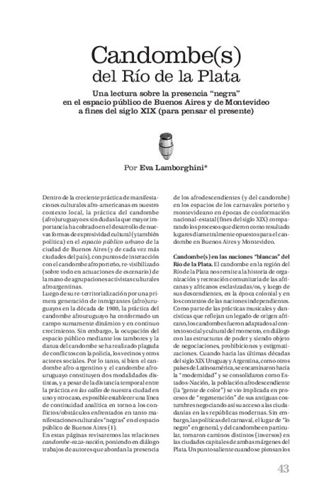 (PDF) Candombe(s) del Río de la Plata Una lectura sobre la presencia ...