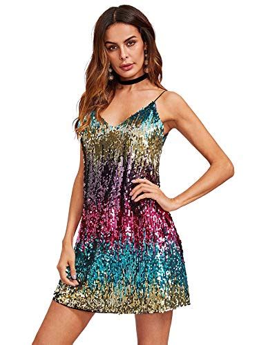 Verdusa Women S Sleeveless Fit And Flare Loose Party Clubwear Dress Multicolor M Arts
