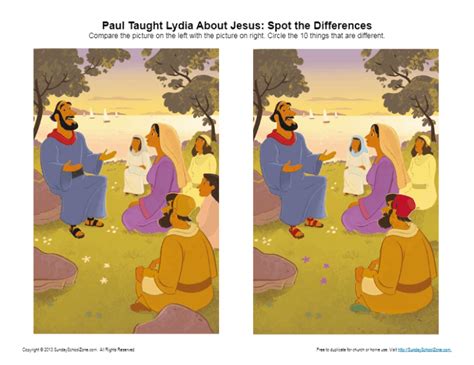 Paul Taught Lydia About Jesus Spot The Differences Bible Puzzle For Kids