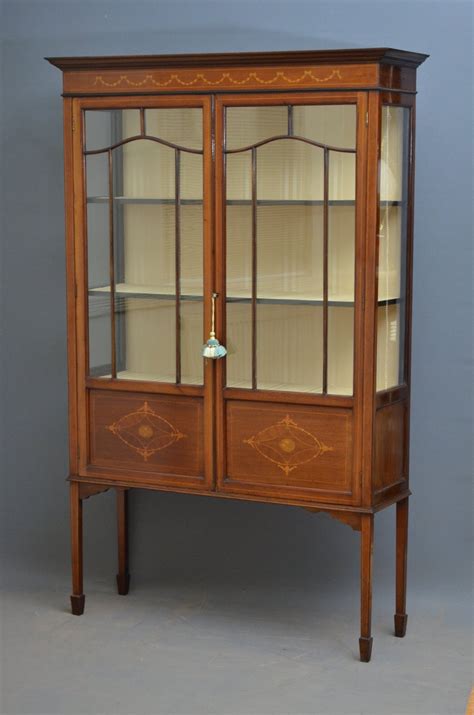 Antique Mahogany Display Cabinets With Glass Doors • Display Cabinet