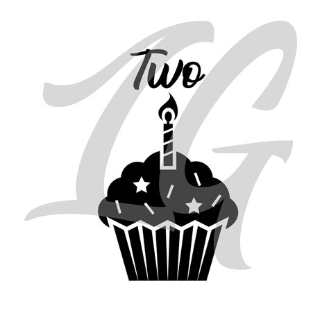 Second Birthday Svg Cupcake Svg Two Svg Birthday Cupcake Etsy