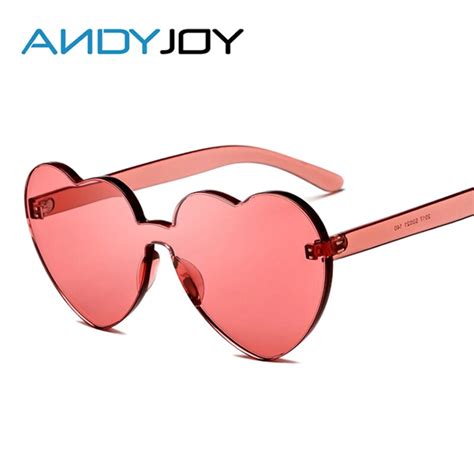 Andyjoy Fashion Women Cute Love Heart Shape Sunglasses Clear Candy Color Sunglasses Rimless