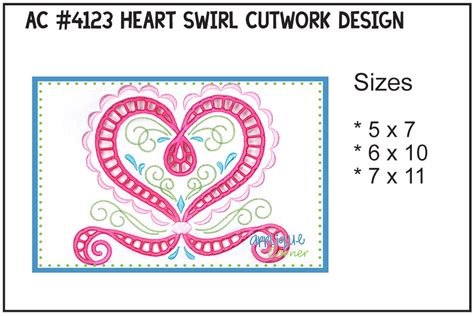 Heart Swirl Cutwork Embroidery Design Applique Corner