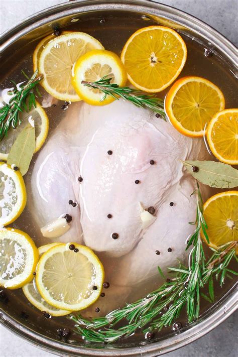 A Fresh Turkey Immersed In Brine Made With Salt Water Vinegar Garlic