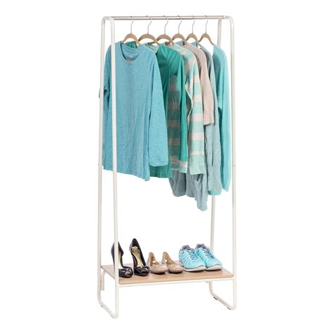Iris Clothing Rack Small Clothes Rack With Wood Shelf Freestanding