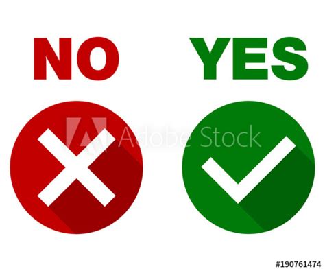 Tick And Cross Signs Yes And No Green Checkmark Ok And