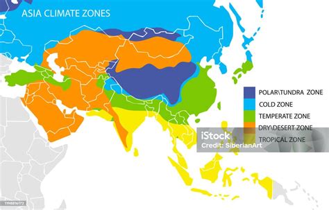 Peta Zona Iklim Asia Infografis Geografis Vektor Ilustrasi Stok Unduh