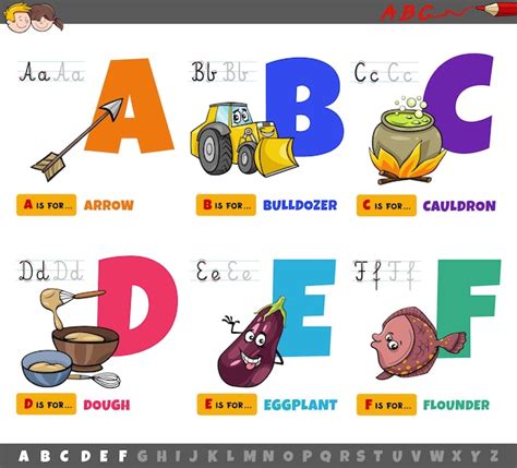 Conjunto De Letras Del Alfabeto De Dibujos Animados Educativos Para