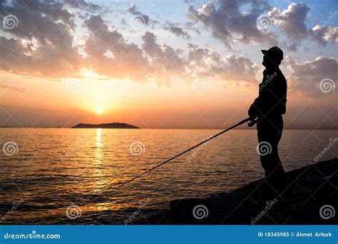 Fisherman By Sunset Stock Image Image Of Relaxing Calm 18345985