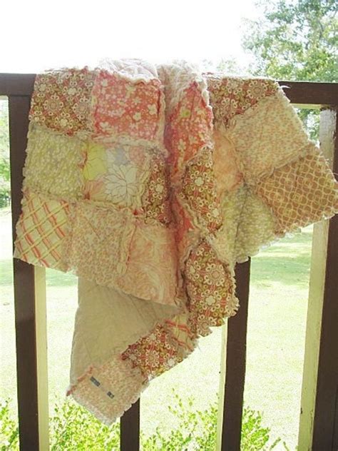 Baby Rag Quilt Coquette In Nude Shabby Brown Pink Green
