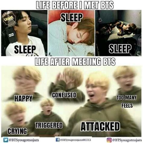 A little relief to your stressful life #10. BTS before and after becoming ARMY | Bts memes, Bts funny, Relatable