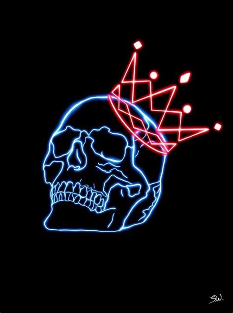 Neon Skull Design Neon Aesthetics Neon Skull Neon Wall Art Neon Signs
