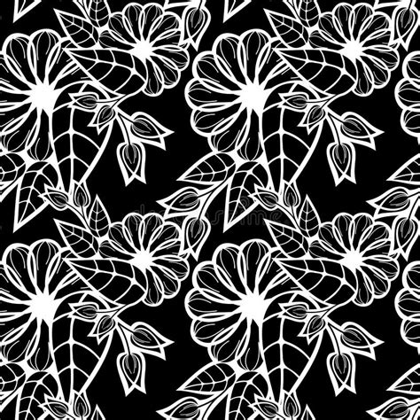 Black And White Seamless Floral Pattern Raster Clip Art Stock