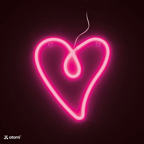 Pink Retro Heart Neon Light Atomi
