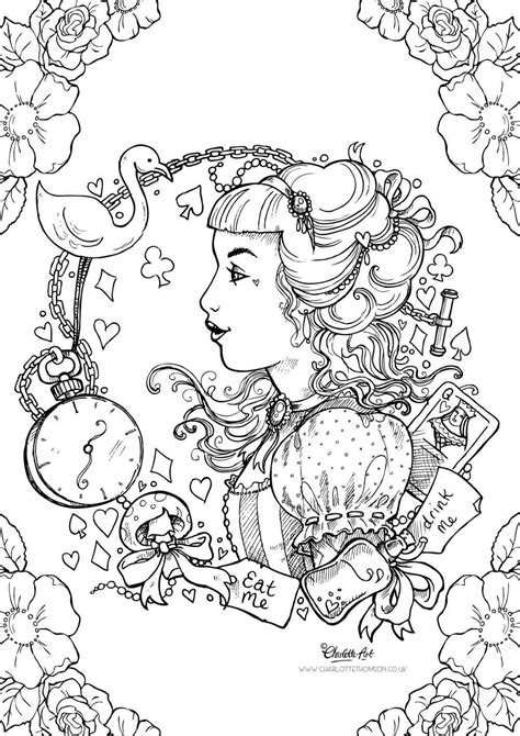 Adult Colouring Page Alice In Wonderland Gothic Lolita