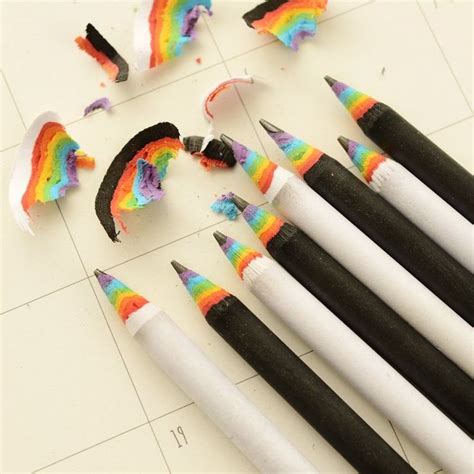 342 Watch Here 5 Pcslot Korea Rainbow Design Pencils Cute Creative