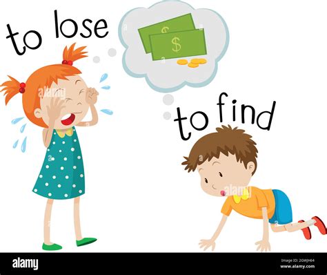 Opposite Wordcard For Lose And Find Stock Vector Image And Art Alamy