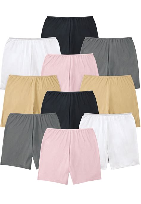 Comfort Choice Womens Plus Size Cotton Boxer 10 Pack Underwear