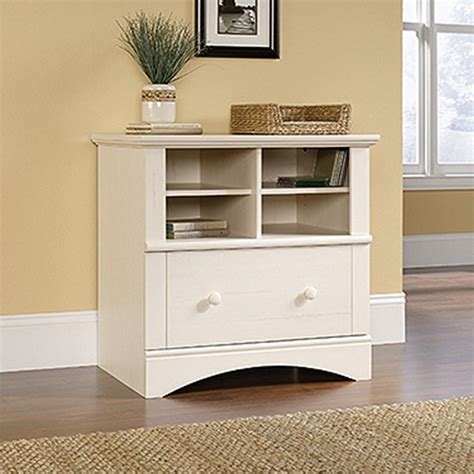 Sauder Harbor View Antiqued White File Cabinet 158002 The Home Depot