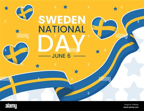 Sweden National Day Vector Illustration On 6 June Celebration With