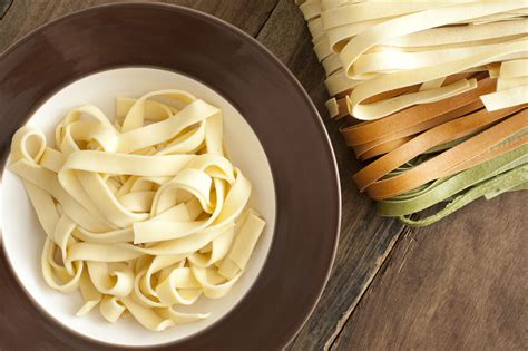 Cooked and dried tagliatelle pasta - Free Stock Image