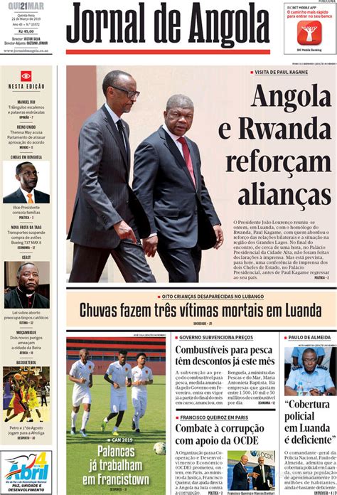 Capa Jornal De Angola De 2019 03 21