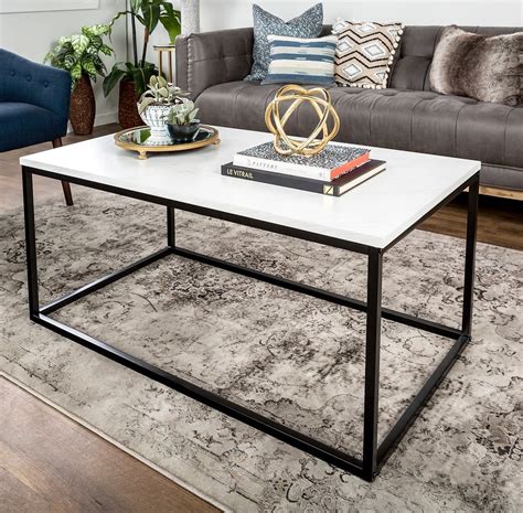 Walker Edison White Faux Marble Coffee Table Best Furniture From Macy