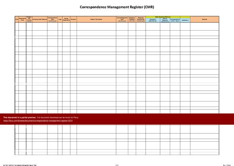 Excel Template Correspondence Management Register Excel Template Xls