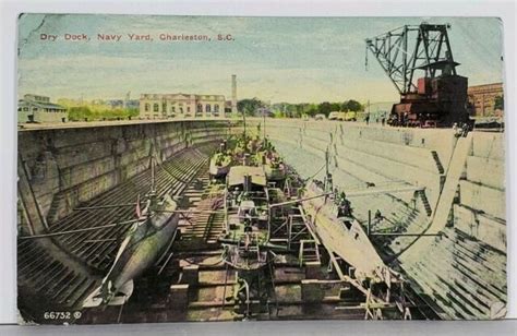 Charleston South Carolina Dry Dock Navy Yard Early Postcard K9 Ebay