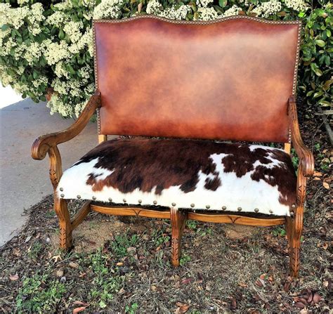 Western Cowhide And Leather Settee Leather Settees Cowhide Furniture