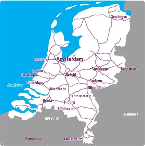 The Netherlands Rail Map Airport Guide