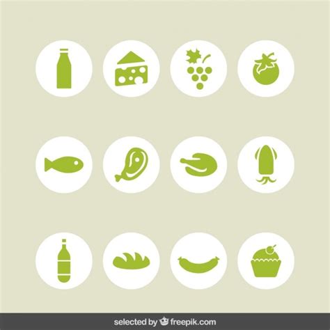 Free Vector Food Green Icons Collection