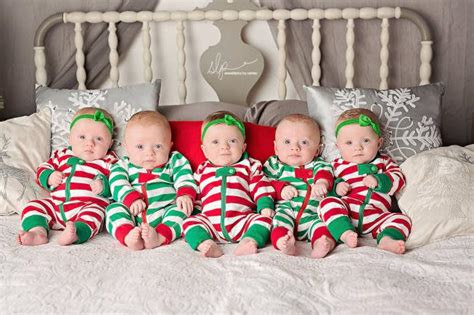 6 Month Old Quintuplets Dazzle In Christmas Card Photo Shoot