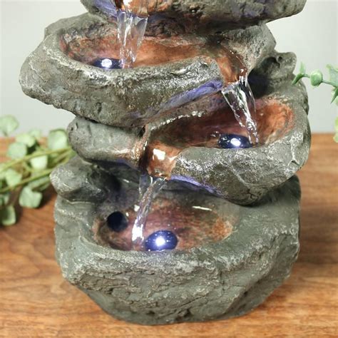 Sunnydaze Stacked Rock Waterfall Fountain With Led Lights 10