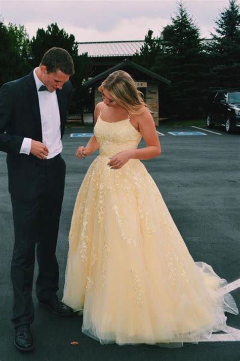 Princess Long Daffodil Prom Dress With Appliques Prom Dresses Prom