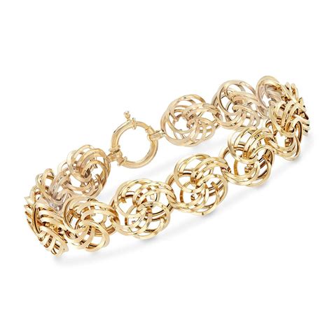 Ross Simons 14kt Yellow Gold Rosette Link Bracelet Sale Necklace
