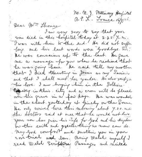 Letter Of Death Of A Son To A Mother 1 First World War Poetry