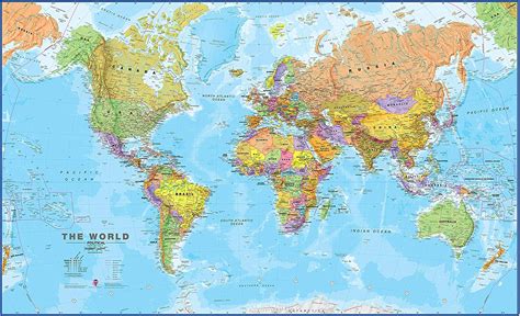 Huge World Map Political Front Sheet Lamination 197cm W X 116