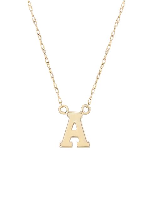Unbrand 14k Yellow Gold Classic Alphabet Initial Pendant Necklace A