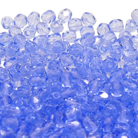 4mm Czech Faceted Round Glass Bead Light Sapphire 50pk Beads And Beading Supplies From The