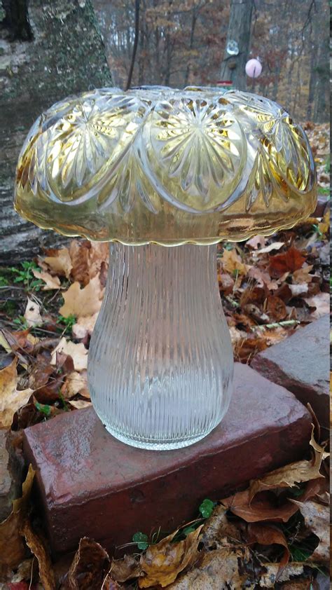 Upcycled Glass Mushroom Garden Decor Yard Art Home Repurposed Handmade