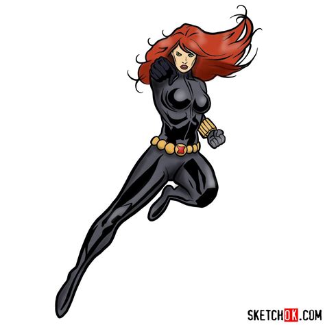 How To Draw Black Widow From Marvel Comics Step By Step Drawing