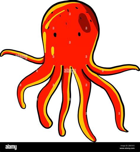 Red Octopus Illustration Vector On White Background Stock Vector