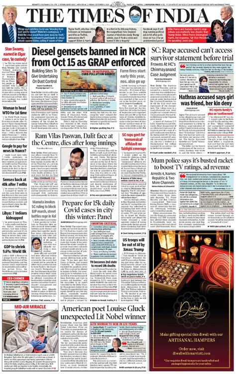 The Times Of India Delhi October 9 2020 Newspaper