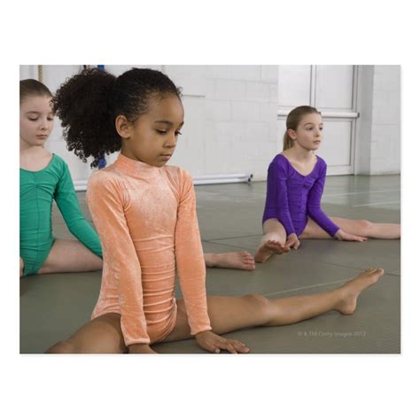 Girls Stretching In Gymnastics Practice Postcard Zazzle Girls