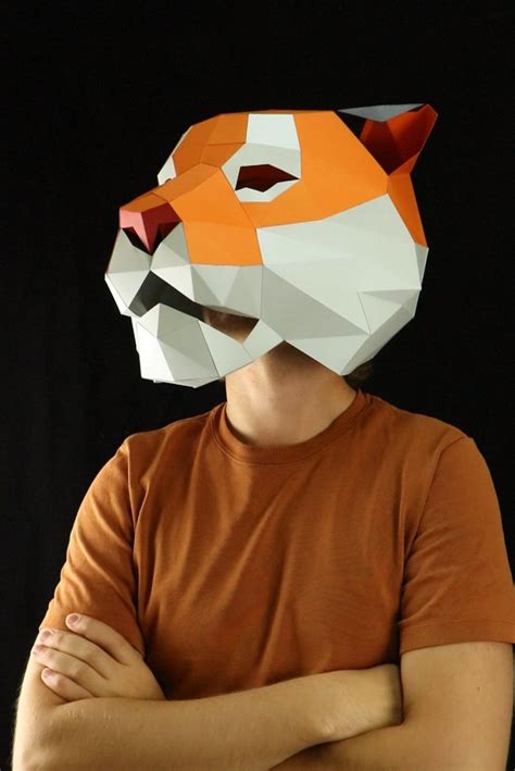Tiger Mask Low Poly 3D Mask DIY Paper Craft Mask Tiger PDF Etsy In
