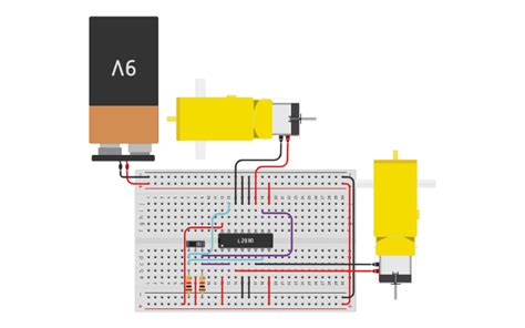 Circuit Design Puente H Con L293d Robótica Tinkercad