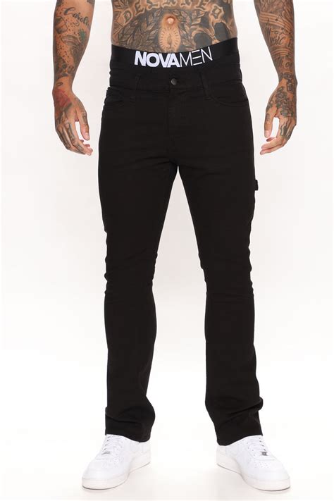 Out There Stacked Skinny Flared Jeans Black Fashion Nova Mens