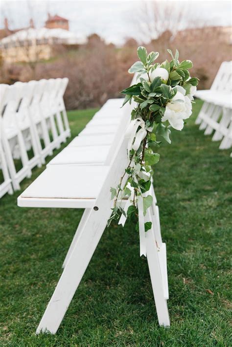 Variegated Greenery And White Peony Aisle Markers White Wedding Flowers