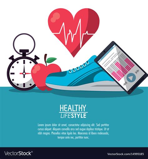 Color Poster Elements Sport Healthy Lifestyle Vector Image